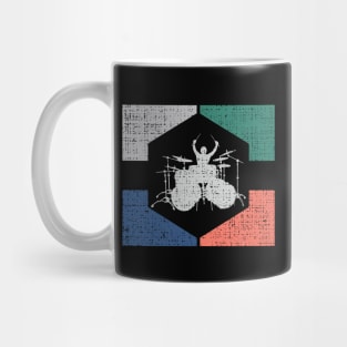 Vintage Retro Drummer Playing Drum 70s 80s Style Mug